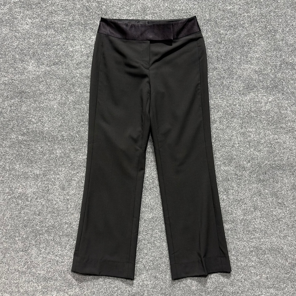 Elie Tahari Pants Womens 4 Black Wool Stretch Straight Twill Dress Trousers